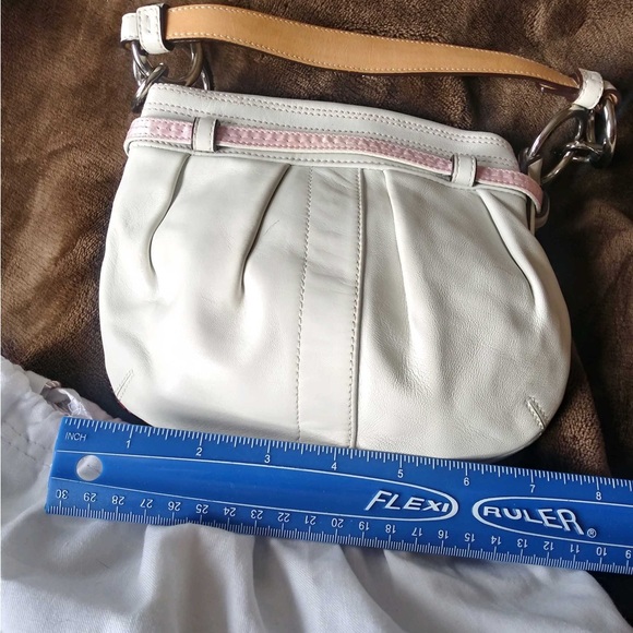 Coach white leather mini bag with red flower detailing. Comes in dust bag. - Picture 2 of 4